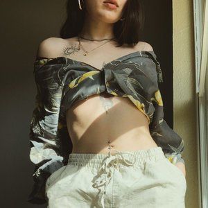 Grey & Beige Hawaiian Shirt